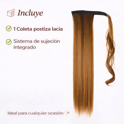 ✨ Coleta Postiza Larga y Natural – Volumen y Longitud en Segundos