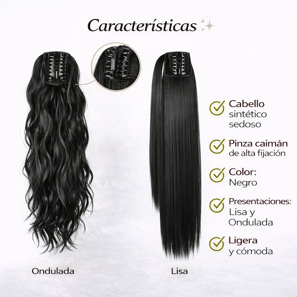 PonyTailPRO - Extensión cola de cabello con Pinzas